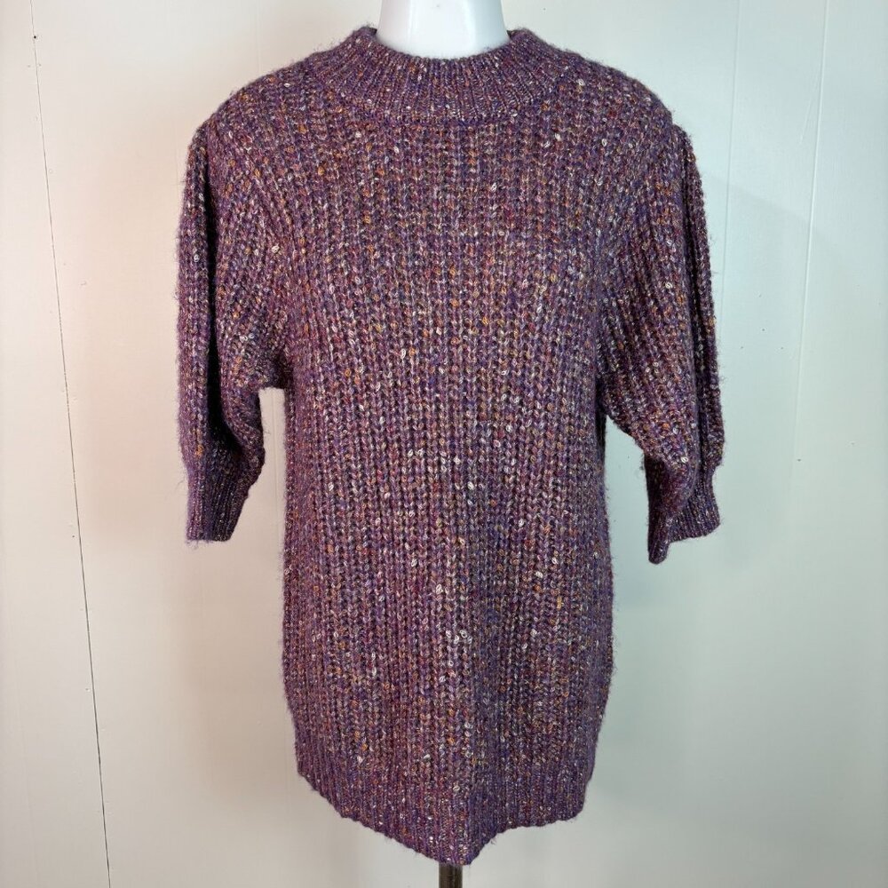Maurices Sweater Large Purple Marled Metallic Crew Neck Pullover Holiday Sparkle